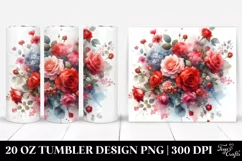Watercolor Abstract Vibrant Small Red Roses | 20 oz Tumbler Product Image 1