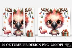 Expressive Flamingo with Reindeer Horns 20 Oz Tumbler Product Image 1