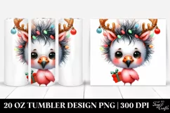 Expressive Flamingo with Reindeer Horns 20 Oz Tumbler Product Image 1