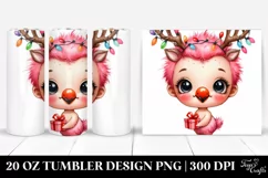 Expressive Flamingo with Reindeer Horns 20 Oz Tumbler Product Image 1