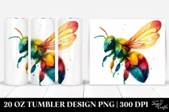 Vibrant Watercolor Bee. 20 Oz Tumbler Design Product Image 1