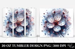 20 Oz Tumbler Sublimation | -like Cherry Blossom Watercolor Product Image 1