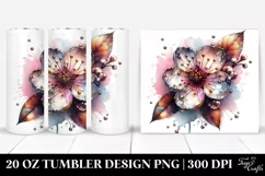 20 Oz Tumbler Sublimation | -like Cherry Blossom Watercolor Product Image 1