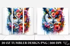 Vibrant Watercolor Owl 3D. 20 Oz Tumbler Design Product Image 1
