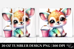 Colorful Watercolor Deer Smiling | 20 oz Tumbler Product Image 1