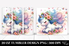 Baby Unicorn Tumbling with Spring Petals | 20 Oz Tumbler Product Image 1