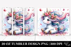 Baby Unicorn Tumbling with Spring Petals | 20 Oz Tumbler Product Image 1