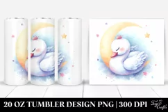 Colorful Baby Swan Sleeping on the Moon | 20 Oz Tumbler Product Image 1