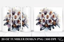 Detailed Shiny Rhododendron Watercolor | 20 Oz Tumbler Product Image 1