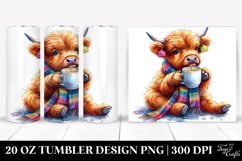 Baby Highland Cow Sipping Tea. 20 Oz Tumbler Design Product Image 1