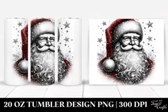 Glittery Santa Portrait Clipart, Transparent 20 Oz Tumbler Product Image 1