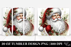 Glittery Santa Portrait Clipart, Transparent 20 Oz Tumbler Product Image 1
