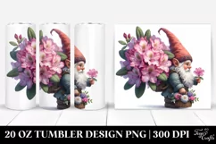 Detailed Watercolor Gnome with Rhododendron | 20 Oz Tumbler Product Image 1
