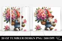 Detailed Watercolor Gnome with Rhododendron | 20 Oz Tumbler Product Image 1