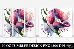 20 Oz Tumbler Sublimation | Glossy Sweet Pea Watercolor Product Image 1