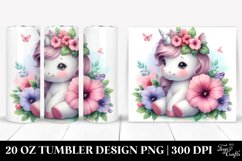 Watercolor Baby Unicorn with Petunia | 20 Oz Tumbler Product Image 1