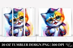 Watercolor Vibrant Drawing of a Cute Baby Cat, Transparent Product Image 1