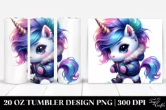 Baby Unicorn Playing Winter | 20 oz Tumbler Product Image 1