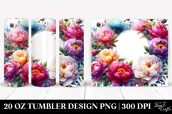 Colorful Watercolor Horizontal Frame with Peonies | 20 oz Product Image 1
