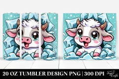 Cute Baby Cow Emerging from Icy Wall, High-Res 20 Oz Tumbler Product Image 1