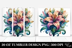 detailed Vibrant Pastel Wooden Stained Lily | 20 oz Tumbler Product Image 1