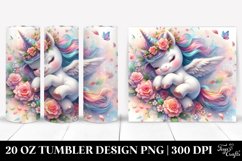 Baby Unicorn Tumbling with Spring Petals | 20 Oz Tumbler Product Image 1