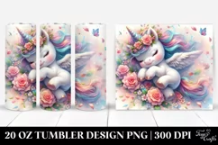 Baby Unicorn Tumbling with Spring Petals | 20 Oz Tumbler Product Image 1