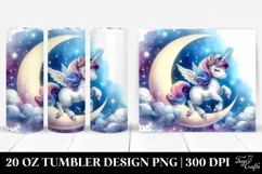 Unicorn Pirouetting on Crescent Moon | 20 Oz Tumbler Product Image 1