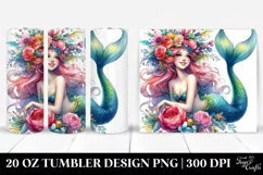 Smiling Mermaid Floral Tumbler Product Image 1