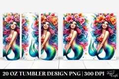 Smiling Mermaid Floral Tumbler Product Image 1