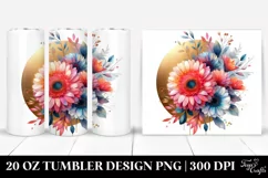 Colorful Gerbera Gold Foil Frame | 20 Oz Tumbler Product Image 1