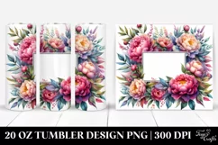 Colorful Peonies Watercolor Frame Tumbler Product Image 1