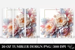 Abstract Pastel Glossy Peonies 20 Oz Tumbler Product Image 1