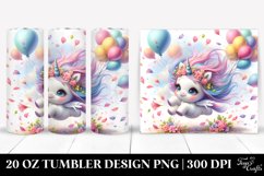 Watercolor Baby Unicorn Balloons | 20 oz Tumbler Product Image 1