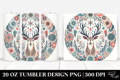 Colorful Reindeer Winter Design, Transparent 20 Oz Tumbler Product Image 1