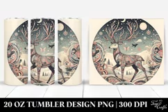 Colorful Reindeer Winter Design, Transparent 20 Oz Tumbler Product Image 1