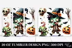 Watercolor Style Simple Funny Halloween Clipart with Zombie, Product Image 1