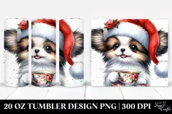 Enthusiastic Papillon Puppy, Watercolor 20 Oz Tumbler Product Image 1