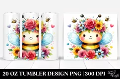 Watercolor Bee Flower Crown | 20 oz Tumbler Product Image 1