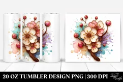 Detailed Stained Cherry Blossom | 20 Oz Tumbler Product Image 1