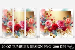 Abstract Gold Foil Red Roses Frame | 20 oz Tumbler Product Image 1