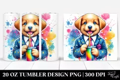 Puppy Drinking Colorful Sipping | 20 oz Tumbler Product Image 1