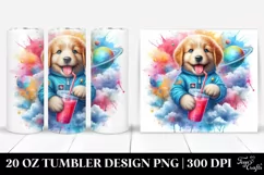 Colorful Puppy Drinking | 20 oz Tumbler Product Image 1