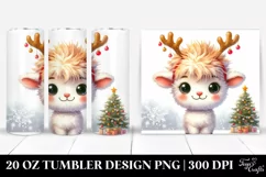 Expressive Baby Lamb with Reindeer Horns 20 Oz Tumbler Product Image 1