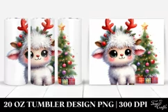 Expressive Baby Lamb with Reindeer Horns 20 Oz Tumbler Product Image 1