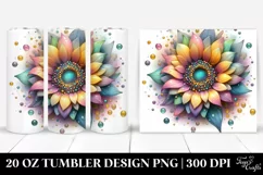 detailed Vibrant Pastel Sunflower Metallic | 20 oz Tumbler Product Image 1