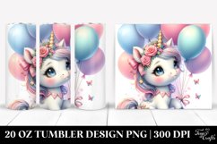 Watercolor Baby Unicorn Balloons | 20 oz Tumbler Product Image 1