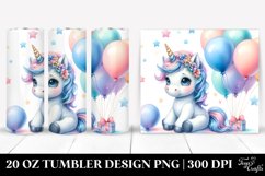 Watercolor Baby Unicorn Balloons | 20 oz Tumbler Product Image 1