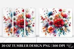 Colorful Red Flowers Tumbler Design Product Image 1