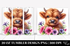 Baby Highland Cow Flowers | 20 Oz Tumbler Product Image 1